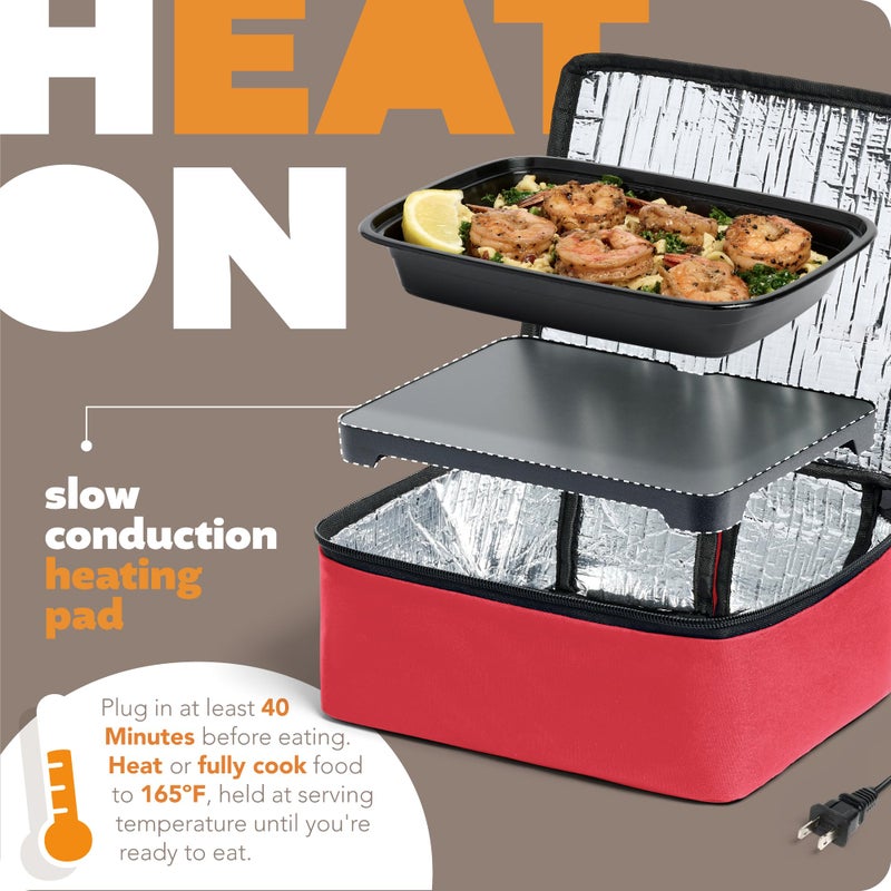 HOTLOGIC Mini Heated Lunch Box - Portable Electric Food Warmer for Men and Women - Great for Work, Office, and Construction - Cook, Reheat, and Eat on the Go - 120V - Red - Image 2